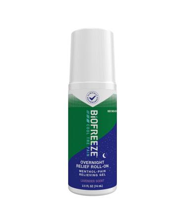 Biofreeze Menthol Overnight Roll-On Pain Relieving Gel 2.5 FL OZ with Lavender Scent Topical Pain Relief For Aches Pains Simple Backache Arthritis Strains Bruises And Sprains (Package May Vary)