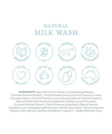 MooGoo Face and Body Milk Wash - Gentle Cleanser for Dry Sensitive Skin - Phthalate Free for All Ages and Skin Types - Buy Online on GoSupps.com