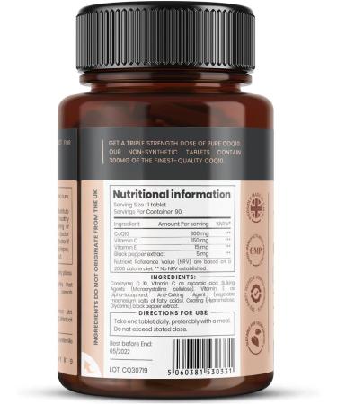 Pureclinica CoQ10 300mg x 180 Tablets - 6 Months Supply with Vitamin C & Black Pepper Extract - Buy Online on GoSupps.com