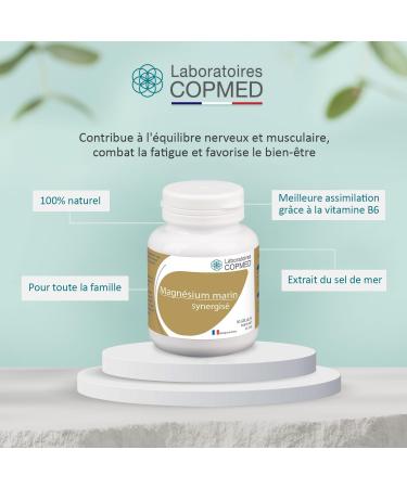 LABORATOIRES COPMED - Synergized Marine Magnesium - Food Supplement - Magnesium Melissa & Vitamin B6 - Optimal Assimilation - French Brand - 90 Vegetable Capsules (Bioplastic Pill Box) - Buy Online on GoSupps.com