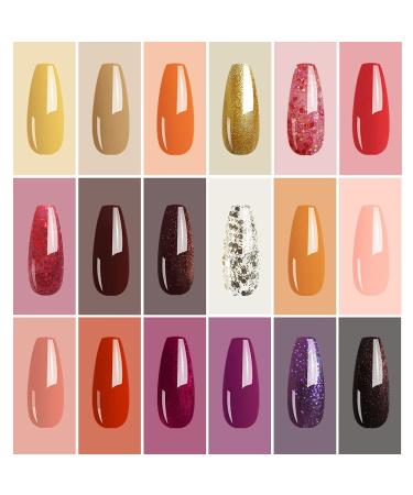 Clou Beaute Cozy Campfire Collection Gel Nail Polish Kit - 18 Fall Winter Colors | Orange Yellow Green Soak Off Polish Set with Lamp Base and Top Coat | 8ml Manicure Gift for Women - S22-07 - Buy Online on GoSupps.com