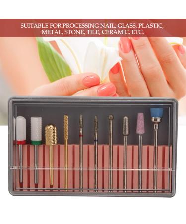 Professional Tungsten Steel Nail Drill Set for Acrylic & Gel Nails - 10-Piece Kit for Nail Care & Removal (BH08) - Buy Online on GoSupps.com