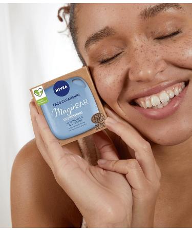 NIVEA MagicBAR Refreshing Almond Oil Facial Cleansing Bar (75g) Vegan Facial Cleanser Plastic Free Facial Cleansing Bar Facial Cleanser - Buy Online on GoSupps.com