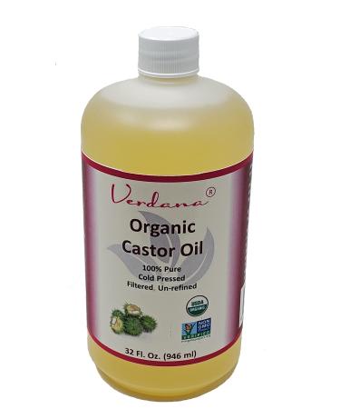 Verdana Organic Castor Oil   USDA Certified Organic   Cold Pressed  Unrefined  100% Pure and Hexane Free - 32 Fl Oz 32 Fl Oz (Pack of 1)