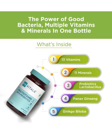 YANG Multivitamin with Probiotics Vitamin C Vitamin B Vitamin D & Zinc Supports Immunity and Gut Health For Men and Women 60 Multivitamin Tablets - Buy Online on GoSupps.com