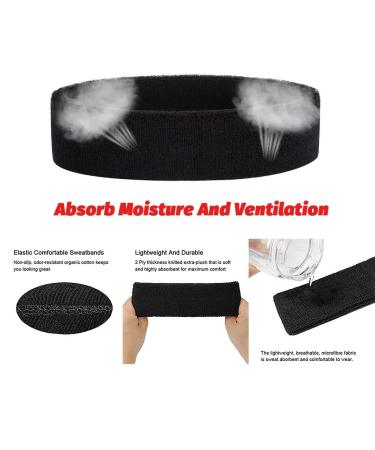 Liujzzj 3 Pack Sports Headband - Non-Slip Moisture-Wicking Cotton for Men & Women - Elastic Hair Bands for Athletics - Buy Online on GoSupps.com