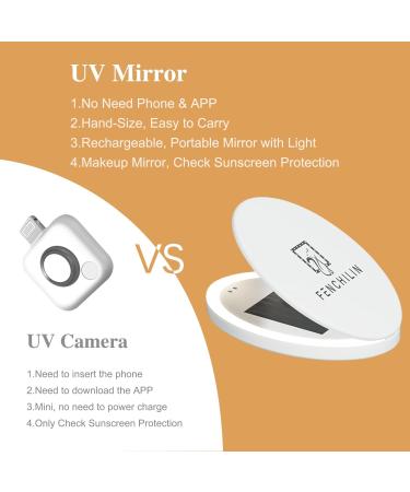 FENCHILIN Travel Compact Mirror with UV Camera | 2X Magnification Portable Lighted Mirror 3.5 Inch - Buy Online on GoSupps.com