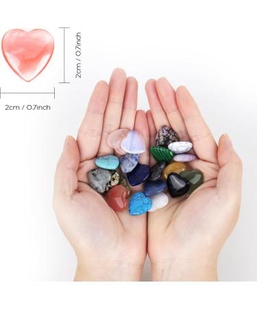 Heart Stones Set - 20 PCS Natural Healing Crystals | 20mm Gemstone Tumbled Stones for Meditation & Decor - International Shipping - Buy Online on GoSupps.com