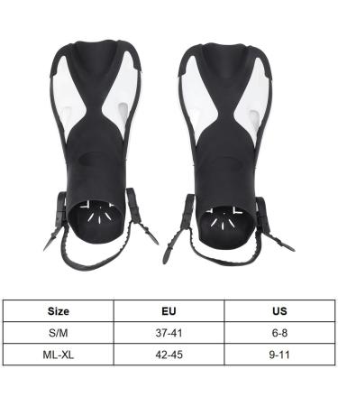 BOLORAMO Swimming Fins for Adults - Open Water Diving Fins (Black & White Size 6-8 37-41) - Buy Now for International Shipping - Buy Online on GoSupps.com