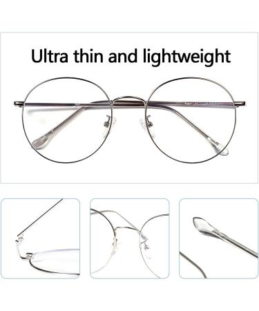 ROSA&ROSE Blue Light Filter Glasses - Anti Fatigue Reading & Gaming Glasses for Men & Women - UV Protection (Silver) - Buy Online on GoSupps.com