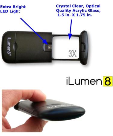 Best Pocket Magnifying Glass by iLumen8-3X Small Magnifier with Lights. Great for Seniors  Kids  Travel. Fits into Purse or Pocket Read Maps  Menu  Jewelry  Coins Hobby Stamps. Lighted Low Vision Aid 1 Magnifier - Buy Online on GoSupps.com