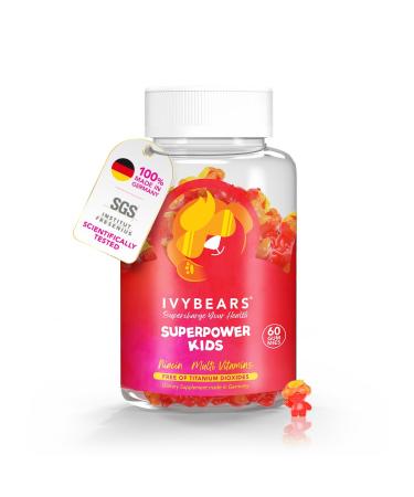 IvyBears Superpower Kids - Multivitamin Gummies for Immune Support - Strengthen Children's Immune Systems with Vitamins C D2 B6 A - Fully Natural Berry-Flavored - German-Made Daily Supplement