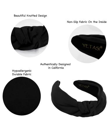 YETASI Black Satin Headband for Women - Elegant, Chic, and Comfortable Knotted Headband | Non-Slip Silk Quality Satin Fabric | Adjustable Size | Long-Lasting Design - Buy Online on GoSupps.com