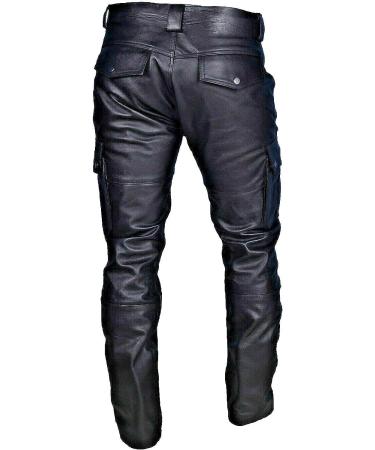 Men's Leather Punk Retro Goth Slim Lounge Pants with Pockets - X-Large, Black - Buy Online on GoSupps.com