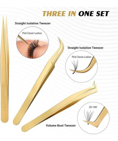 Paociuro High Precision Lash Tweezers Set - 5 Piece Stainless Steel Eyelash Tweezers for Classic & Volume Extensions - Buy Online on GoSupps.com