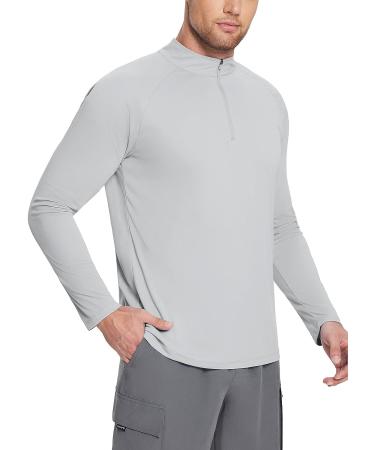BALEAF Men's SPF Sun Shirt Long Sleeve 1/4 Zip Pullover UPF 50+ - Grey Large - Buy Online on GoSupps.com