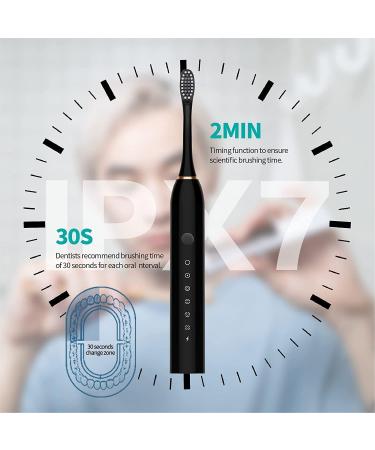 Sonic Electric Toothbrush USB Rechargeable with 4 Heads, 6 Modes & Timer - IPX7 Waterproof for Adults & Kids (Black) - Buy Online on GoSupps.com