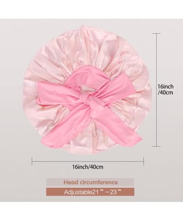 Arqumi Silk Bonnet 2PCS - Adjustable Satin Hair Wrap for Sleeping - Large Hair Cap for Curly Thick Black Hair - Pink&Black A - Buy Online on GoSupps.com
