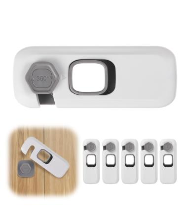 EUIOOVM 5Pcs Childproof Refrigerator Lock Cupboard Locks for Fridge Cabinets Drawers Dishwasher No Tools Need or Drill for Childproof Pet Proofing Grey