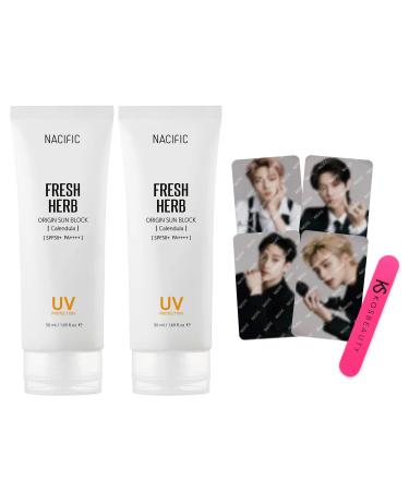 Nacific x Stray Kids Fresh Herb Origin Sun Block 2 PCS For Face Facial Suncreen with 4 PCS Photo Cards (Random) by KOSBEAUTY