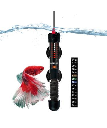 DOMICA 25W Mini Aquarium Heater, Submersible Heater for Small Fish Tank (1-8 gallons) with Free Thermometer Sticker 25W 25W for 1-8 gallons