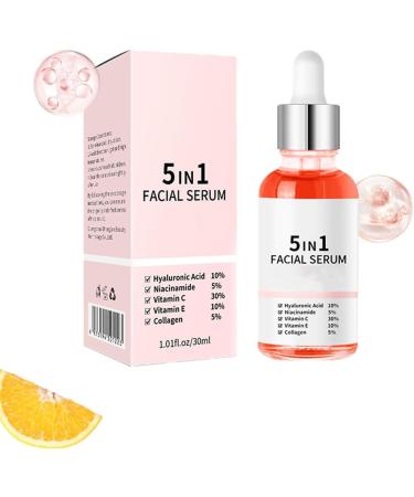 S rum Vitamin 5 en 1 Anti-Rides Raffermissant Liftant Nourrissant Hydratant Lotion claircissante Att nue les Rides et Unifie le Teint 1pcs