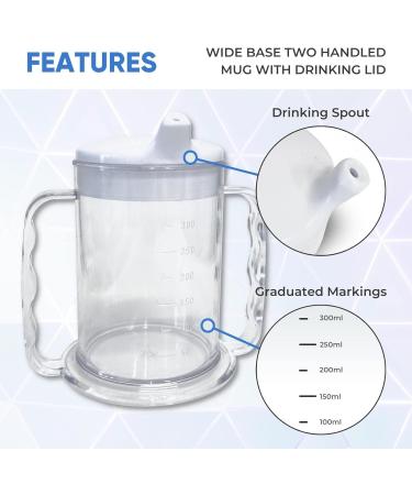 Buy Wide Floor Two Handle Drinking Cups with Lids - 6 Pieces | Ideal Adult Drinking Aid for Dementia & Arthritis | Easy Grip Mugs - Buy Online on GoSupps.com