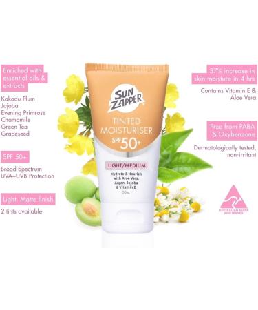 Sun Zapper SPF 50 Tinted Moisturizer for Face - Australian BB Cream Medium/Dark 50ml - Buy Online on GoSupps.com