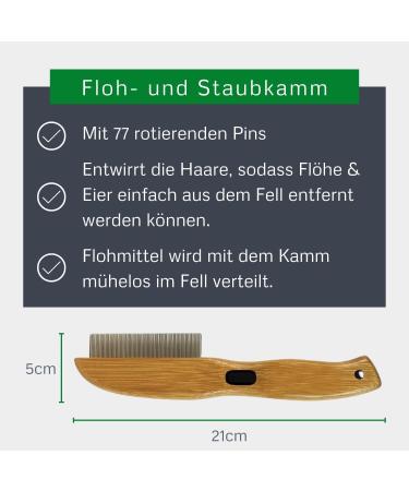 Bamboo Groom Flea Comb | 77 Rotating Pins for Cats & Dogs | Eco-Friendly Pet Grooming Tool for Effective Flea Removal - Buy Online on GoSupps.com