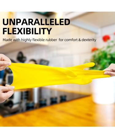 Vgo Reusable Long Sleeve Household Cleaning Gloves - Yellow (Small, 1 Pair) | Extra Thickness for Kitchen, Working, Painting, Gardening, and Pet Care - Buy Online on GoSupps.com