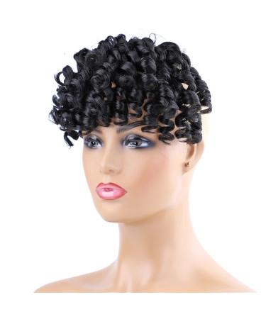 Bangs Hair Clip Curly Bangs Synthetic Hair Clip in Bangs Hair Extension Curly Hair Bangs Clip for fashion black Women Bangs Clip in Hair #1