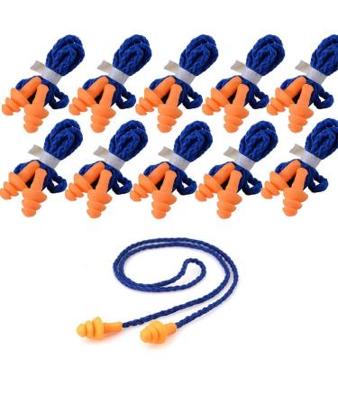 10 Pair Corded Ear Plugs for Shooting Range Ear Protection for Gun Range - Hunting Ear Plugs Individually Wrapped Shooting Ear Buds Hunting Ear Protection Hearing Protection Ear Plugs for Construction 10 Pair (Pack of 1)