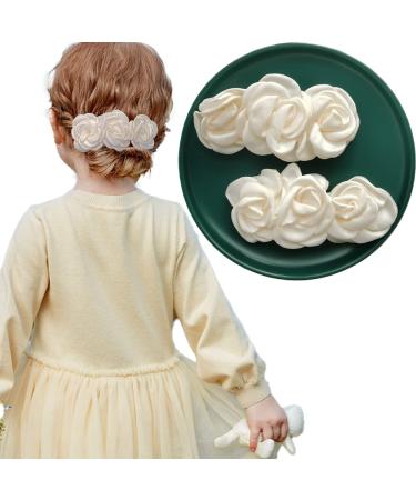 2 Pieces Ivory Hair Clips Flower Clips Wedding Hair Accessories for Women Girls (2 Pcs White)