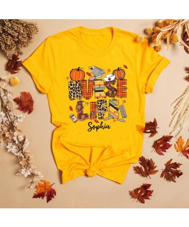 Personalized Nurse Shirt - Custom Fall Pumpkins Tee for Nurses | Perfect Gift from Patients & Coworkers on Nurse's Day - Buy Online on GoSupps.com