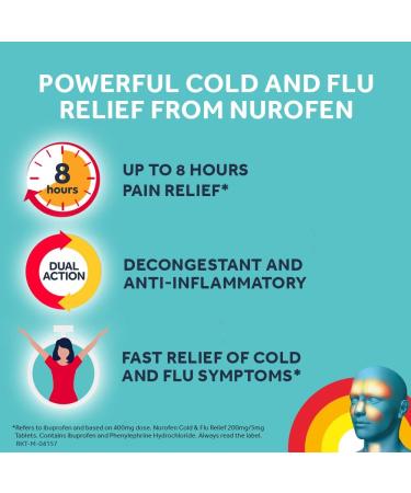 Nurofen Cold & Flu 200mg/5mg Tablets - Fast Relief for Cold and Flu Symptoms - Buy Online on GoSupps.com