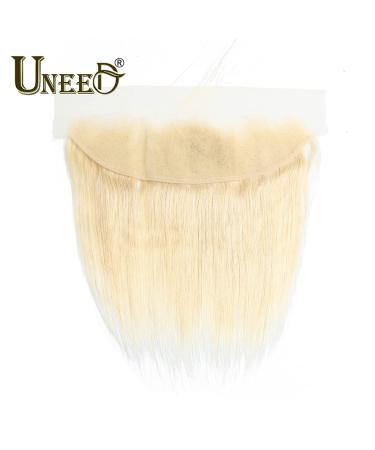 12 UNEED 613 Blonde Brazilian Virgin Remy Human Hair Frontal Closure 13x4 Transparent HD Lace Frontal - Pre Plucked, Natural Hairline (12A Straight) - Buy Online on GoSupps.com