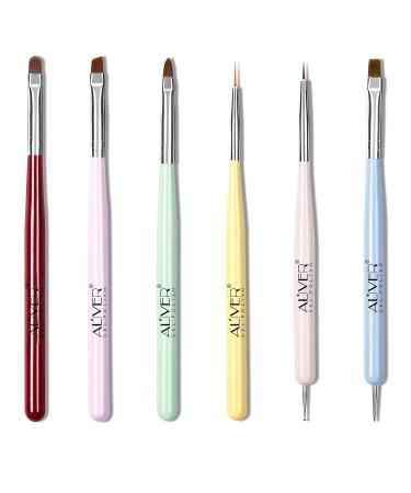 Nail Art Brush Set - 6 Pieces Gel Polish Design Pen Liner Brush & Dotting Tools for Perfect Nail Art - Buy Online on GoSupps.com