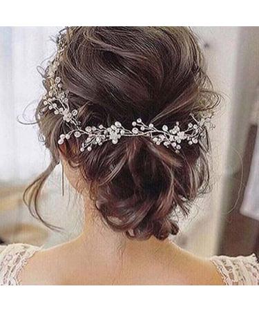 GENBREE Rhinestone Wedding Hair Vine Bridal Headband - Silver Bride Hair Accessories (19.7in) - Buy Online on GoSupps.com