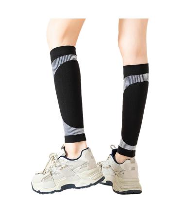 Ximan leg compression cuff-footless socks with compression sleeves sweat-absorbing breathable calf cuff for fitness tennis black S-M