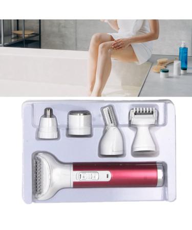 ZJchao 5-in-1 Waterproof Women's Hair Removal Trimmer - Mini Electric Clipper for Legs Arms Armpits & Bikini Line - USB Rechargeable Groomer in Rose Red - Buy Online on GoSupps.com