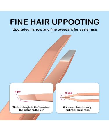 Depoza Handmade Rose Gold Slant Tweezers | Professional Stainless Steel for Precise Eyebrow Hair Removal - Buy Online on GoSupps.com