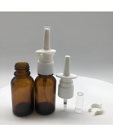 Nasal Spray Bottle Empty (2 - Pack) | Nose Spray Bottle | Reusable | Travel Sized | Fine Mist Atomizer | Amber Glass Nasal Spray Bottles Refillable | 1 oz Nasal Sprayer (30ml) for Saline Application