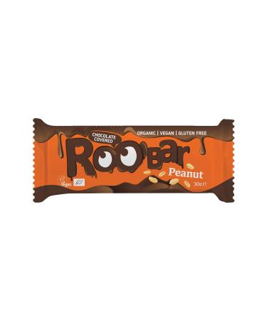 Roobar Peanut Bar with Chocolate Coating - 100% Organic Vegan Gluten-Free No Refined Sugar - 16 x 30g - Buy Online on GoSupps.com