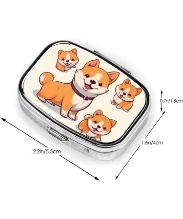 Cute Shiba Inu Dog Pill Case - 2 Compartment Travel Pill Organizer | Perfect for Pocket & Purse Gifts - Buy Online on GoSupps.com