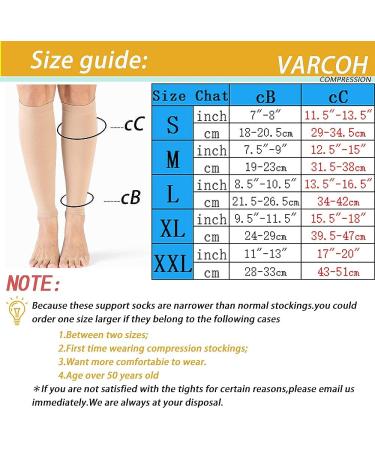 VARCOH Women's Small Beige Calf Compression Sleeves | Reduce Fatigue & Improve Circulation - Buy Online on GoSupps.com