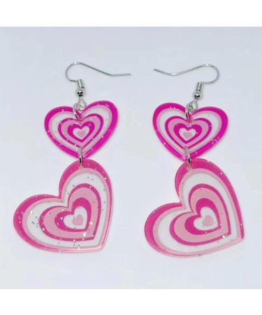 Buy Feylie Heart Earrings for Women | Hollow Glittering Cardiac Statement Earrings | Perfect Valentine's Day Gift | Light Acrylic Design - Buy Online on GoSupps.com