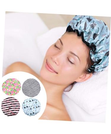 Kid's Double Layer Satin Shower Cap Set - Healeved 4pcs Thick Girl's Shower Cap Bonnet | Large Bath Cap for Girls | Elastic Bathing Cap for Kids - Buy Online on GoSupps.com