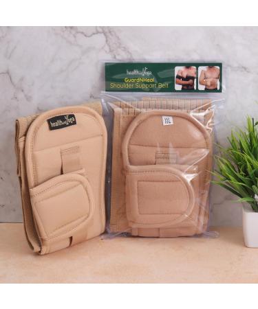 HealthAndYoga GuardNHeal Arm Sling Adjustable Shoulder Immobilizer for Rotator Cuff Support Unisex Skin-Friendly Fits 40-44 (Beige - Buy Online on GoSupps.com