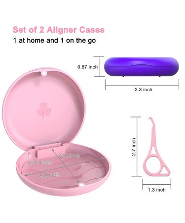 2 Aligner Cases with Removal Tools | Orthodontic Retainer Case for Invisalign & Mouth Guard | Strong Magnetic Closure | Pink & Purple - Buy Online on GoSupps.com