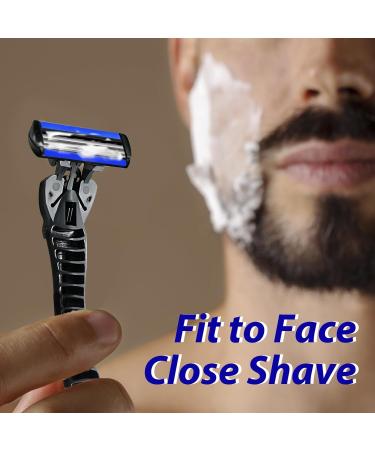 Britzgo Men's Manual Razor - 10 Pack of 6-Layer Professional Razor Blades | High-Quality Wet Razor in Blue for a Perfect Shave - Buy Online on GoSupps.com